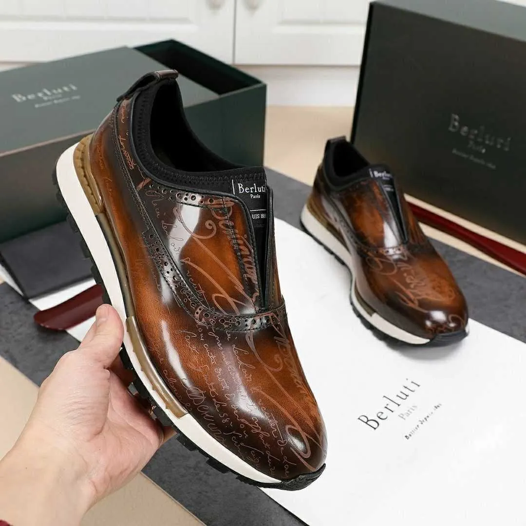 Berluti Playtime Scritto Leather Slip-On Brown sneakers - Sneak in Peace