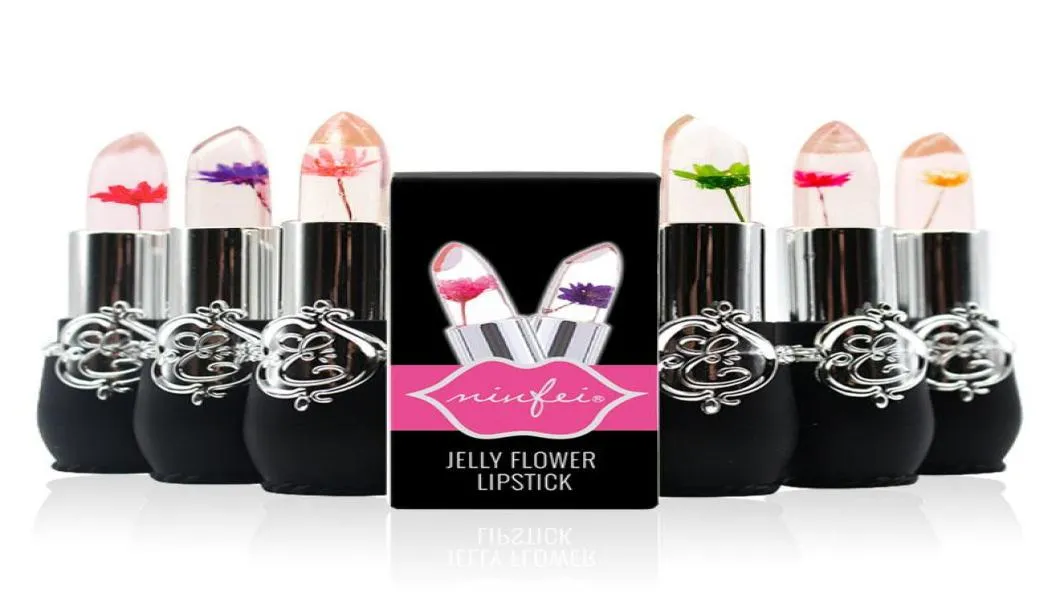 6 Styles Flower Crystal Jelly Lipstick Magic Temperaturförändring Färg Läpp Balm Makeup Nonstick Cup Longlasting1478146