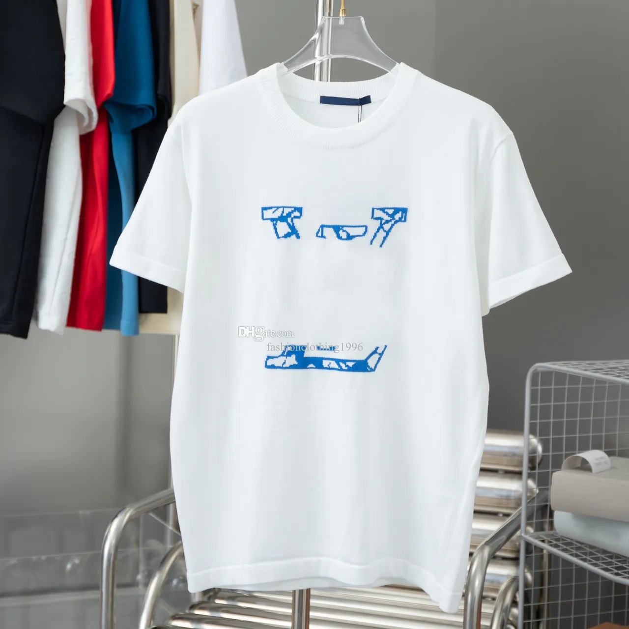 Nya stickade mäns t-shirts Kort ärm tees män kvinnor bokstäver logotyp t shirt trend designer högkvalitativ sommarpar andas löst