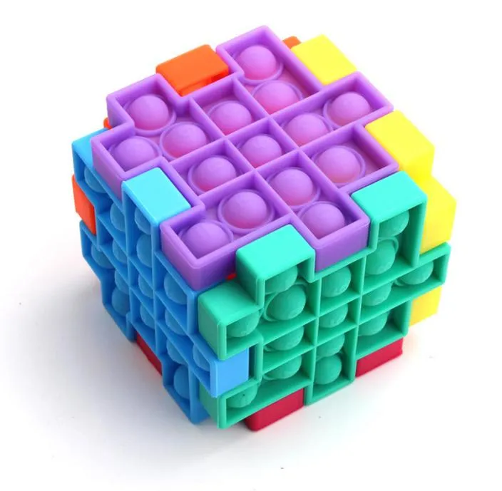Puzzle fai-da-te push bubble giocattoli favore di partito cubo sensoriale in silicone pers per bolle gioco da tavolo per bambini spremere giocattolo di decompressione per autismo7125792