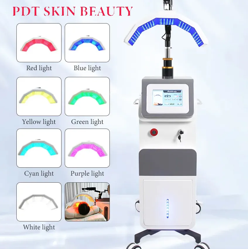 7 Colors Multiwavelength PDT LED Anti-aging Skin Brightening Acne Wrinkle Removal Bactericidal Phototherapy Treatment Machine for Yough