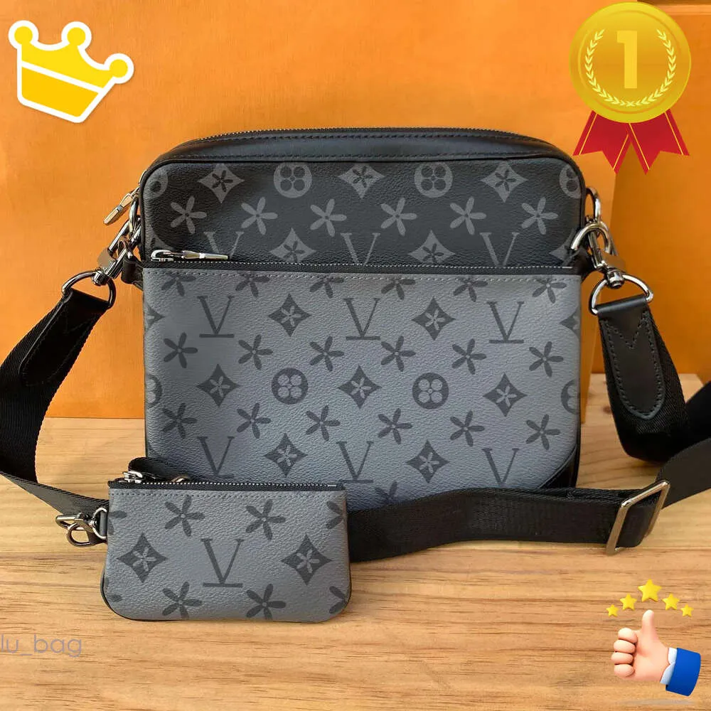 Topphandväskor Kvinnor män läder trio messenger väskor axel make up väska designer handväska tote mans väska