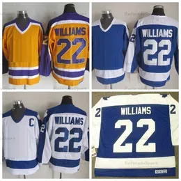 Vintage 1978-79 Dave Mens 22 Tiger Williams Hockey````Jerseys Yellow Blue White Stitched Shirts C Patch M-XXXL
