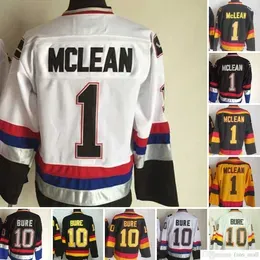 Movie CCM Vintage Ice Hockey 1 Kirk Mclean Jerseys 10 Pavel Bure Men Embroidery Jersey Black Yellow White shirt