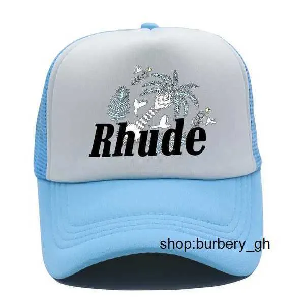 Rhude Yeşil Mesh Patchwork Beyzbol Kapağı Erkek Kadın Nakış UNISEX RHUDE Koleksiyonları Sıradan Kamyon Şapkası Ayarlanabilir Rhude Bonnet 12 HV3O