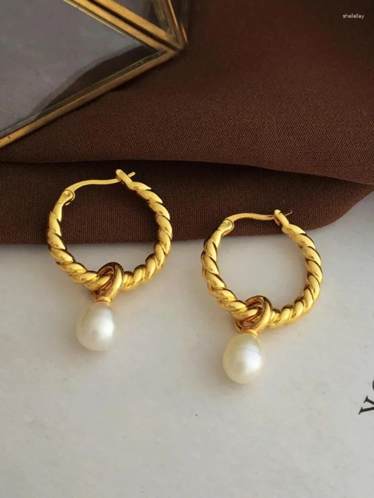 Boucles d'oreilles créoles Vintage en perles naturelles torsadées pour femmes, bijoux de fête, style Boho, robe de spectacle en T, piste Rare, tendance coréenne et japonaise