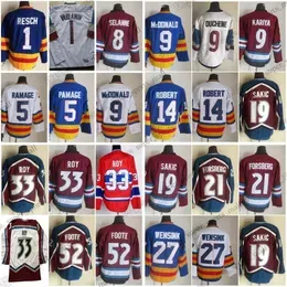 1972-1999 CCM Vintage College Hockey Jerseys Patrick Roy Semyon Varlamov Rob Ramage Teemu Selanne Lanny McDonald Rene Robert Joe Sakic Peter Forsberg John Wensink