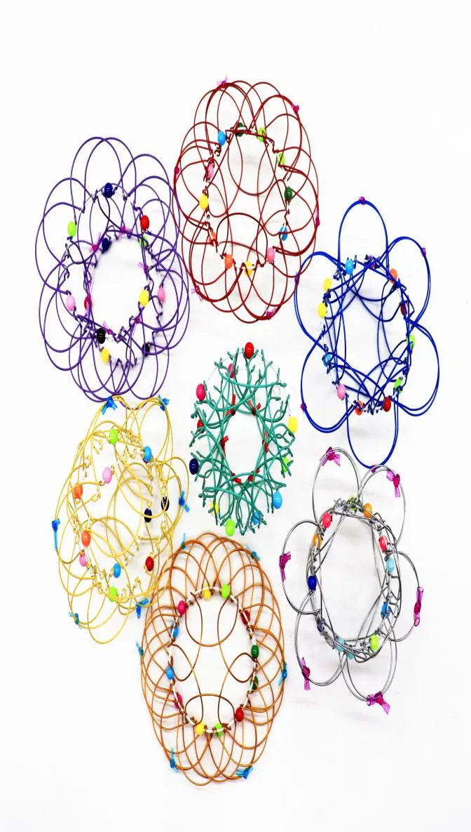 Flexibler Korb, Eisenspielzeug, handgefertigt, Draht, transformierende Mandala-Blume, magische Schleifen, Ringornament, lustiges rotierendes Spielzeug, Angst für Erwachsene und Teenager, CPA3470BA303593394