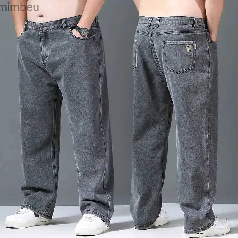 Men's Jeans Straight Baggy Jeans Trousers Men Casual Wide Leg Classic Durable Work Wear Gray Denim Pants Big size Clothes 2023 NewL240109