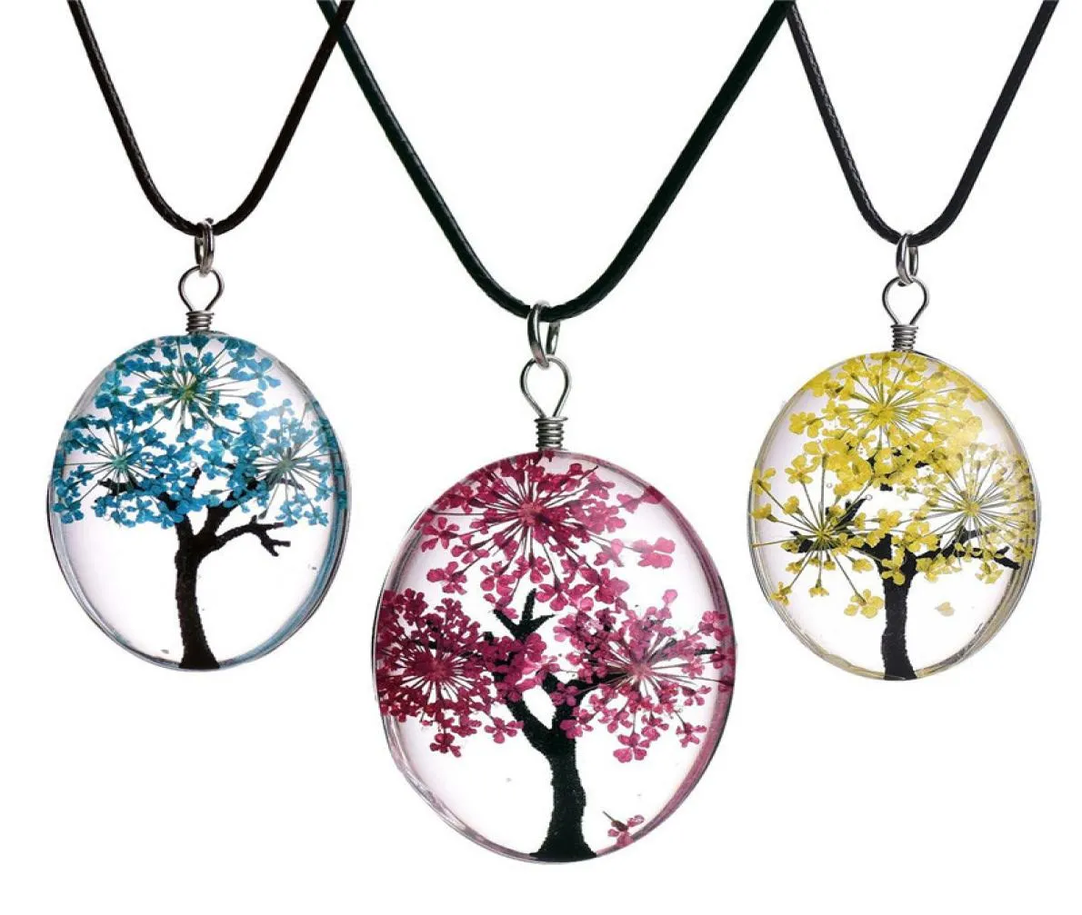 3525mm Fashion Plant Dried Flower Pendant Starry Life Tree Necklace Time Gemstone DIY Handmade Glass Jewelry Whole k4218207336