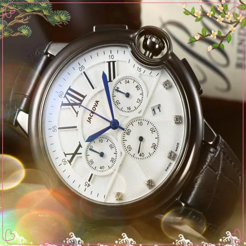 Crime premium masculino relógios totalmente funcionais cronômetro 43mm movimento de quartzo relógio de tempo masculino popular cinto de couro genuíno annua219s