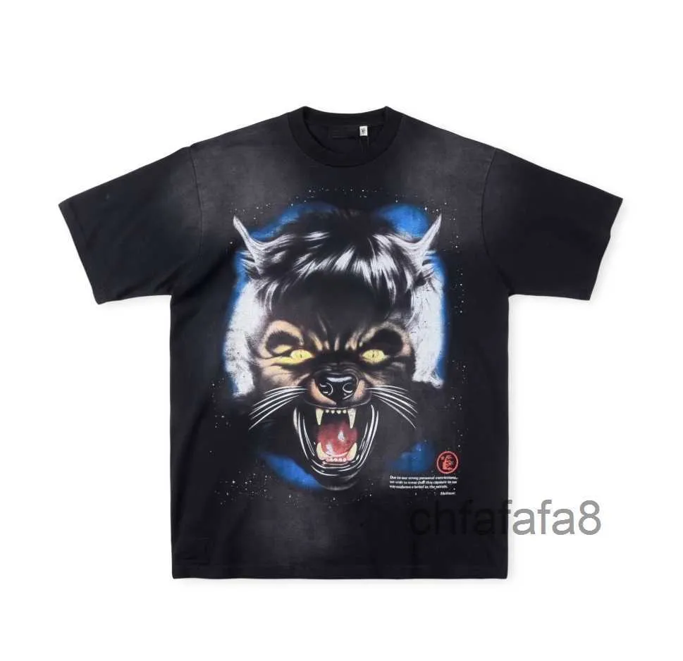 2024 Fashion Mens T Shirts Men t-shirts Women 50 Styles Color Hellstar Studios Moon Wolf Head Tee Print Casual Short Sleeve Street Rap Top SM4B