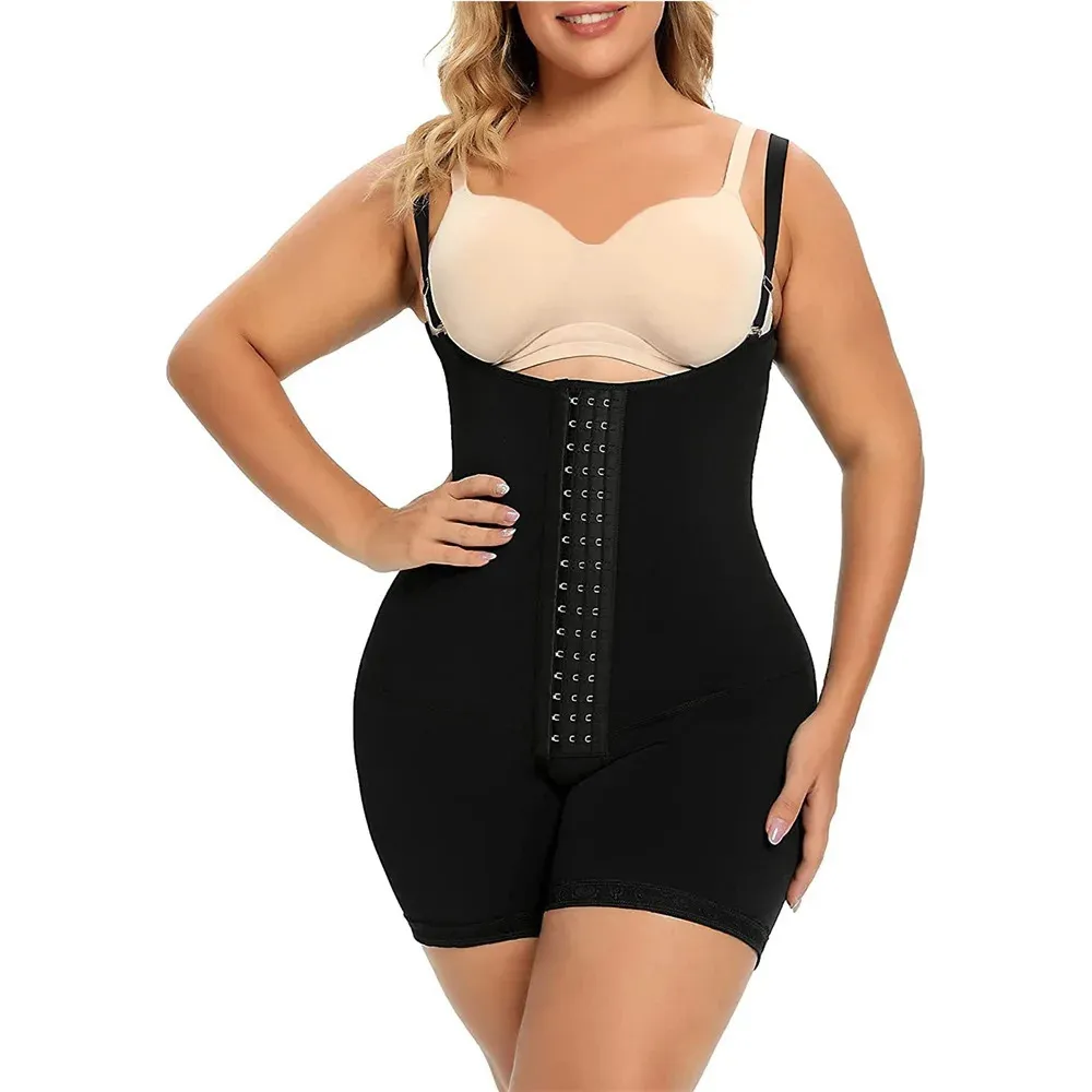 XS 3X 4X Fajas Colombianas Moldeadoras Post Surgery Compression Garment Open Body Shaper Hook Girdle Shapewear Postpartum Women 240109