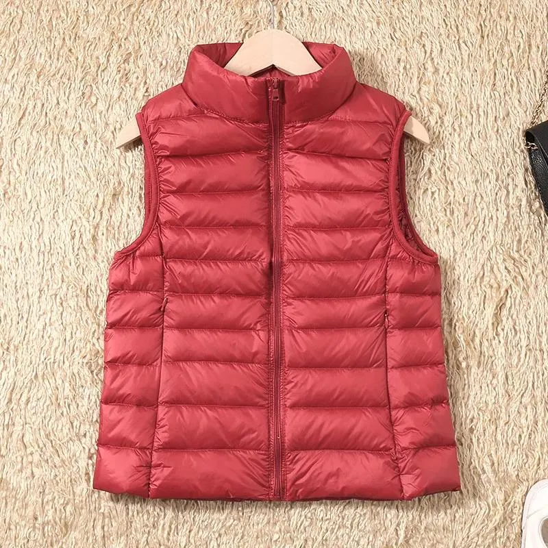 Vestes Nouvelles femmes sans manches femmes Ultra léger vers le bas gilets veste mince fille Gilet Plus léger coupe-vent chaud Gilet Portable