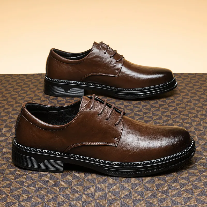 Chaussures décontractées pour hommes, chaussures en cuir de marque antidérapantes, chaussures Martin à la mode, chaussures bateau d'extérieur pour hommes, chaussures Derby populaires, grande taille 38-44