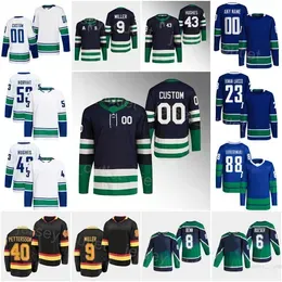 Man Woman Youth Hockey Reverse Retro 88 Jonathan Lekkerimaki Jersey 9 JT Miller 43 Quinn Hughes 6 Brock Boeser 40 Elias Pettersson 53 Bo