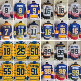 1967-1999 CCM Retro 99 Wayne Gretzky College Hockey Jersey 2 MacINNIS 9 Corson 1 Hall 7 Mullen 11 Sutter 16 Hull 18 Twist 44 Pronger 77 Turgeon Vintage Embroidery Jerseys