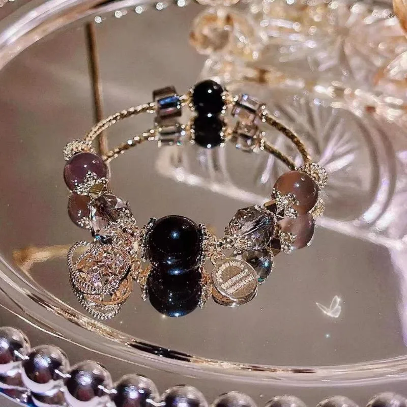 Bracelets à maillons en obsidienne naturelle, nettoyage du mal, cristal noir, Agate, univers, Design Original