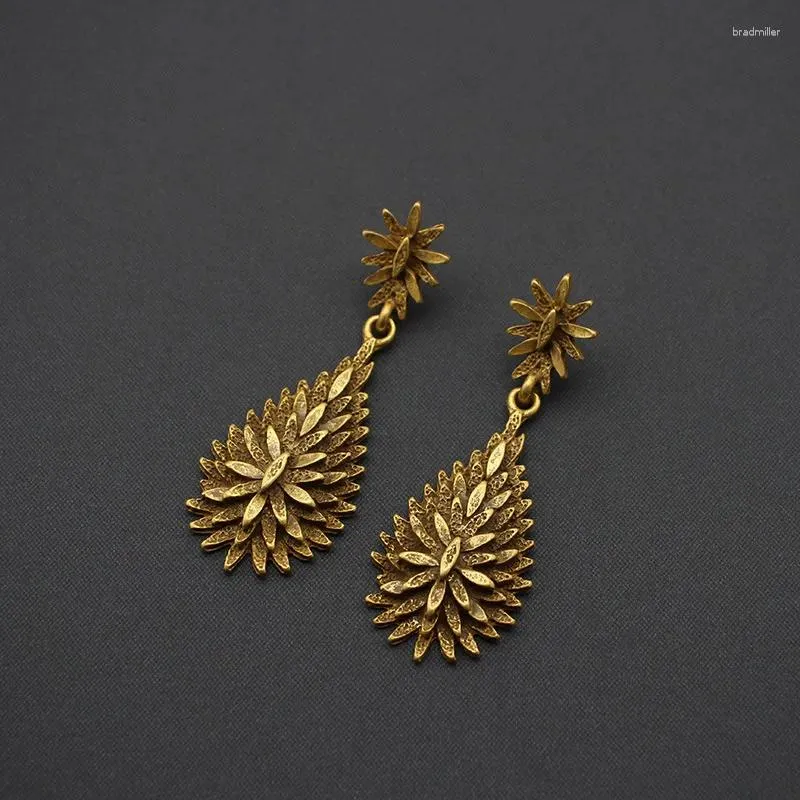 Boucles d'oreilles pendantes italiennes Vintage classiques paon écran ouvert feuilles automne et hiver