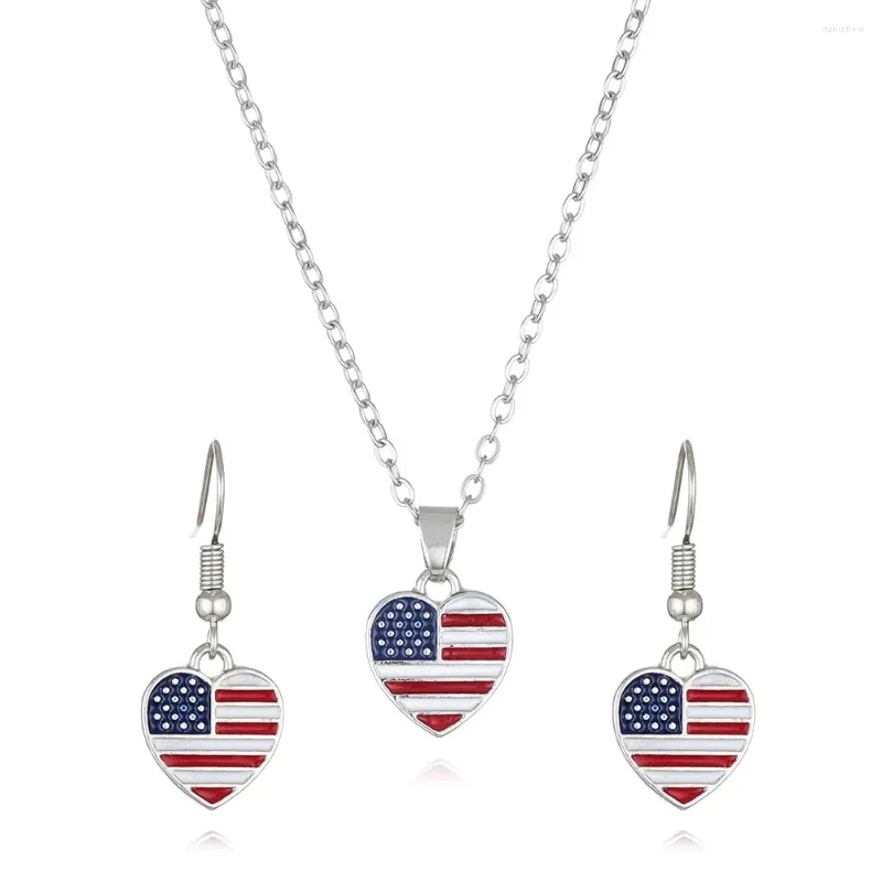 Studörhängen fjärde juli Amerikansk flagga halsband parti gåva legering strass patriotisk självständighetsdag