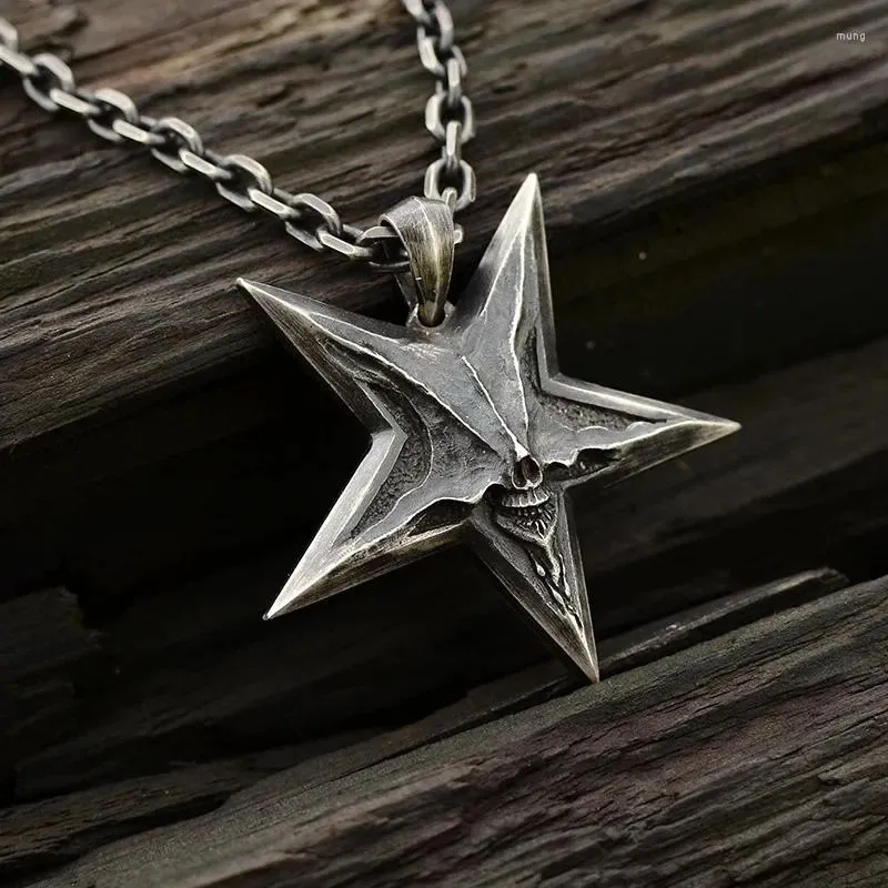 Hänghalsband vintage punk pentagram unisex män och kvinnor universal antik silver färg kedja party smycken gåvor grossist