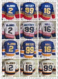 College Hockey Wears CCM Vintage Hockey Brett Hull Jersey Wayne Gretzky Al Macinnis Retro Classic Jerseys Stitched Home Away Blue White