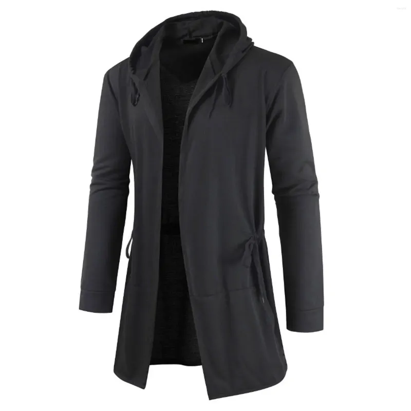 Casacos masculinos outono inverno casaco cor sólida manga comprida blusão com capuz jaquetas de alta qualidade moda simples