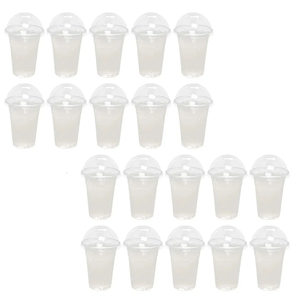 30 Sets Disposable Party Cups Plastic Dome Tea Mug Lid Ice Cream Kids 240108