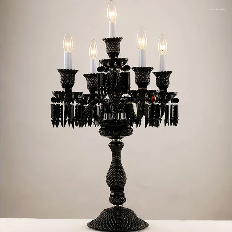 Lâmpadas de assoalho Mesa de cristal preto LED Luxo Sala de estar Mesas Iluminação Criativa Capa de tecido para lâmpada de quarto