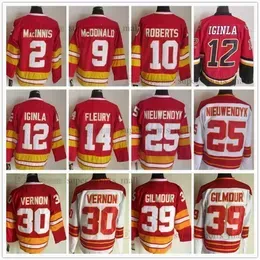 1972-1999 Movie Retro CCM Hockey Jersey 2 Al Macinnis 9 Lanny McDonald 10 Gary Roberts 12 Jarome Iginla 14 Theoren Fleury 25 Nieuwendyk Embroidery Jerseys