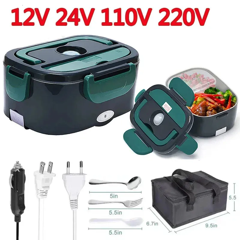 Elektrisk uppvärmnings lunchlåda för lastbil 24V CAR 12V 220V 110V US EU PLUS Matuppvärmd värmare Warmer Container 240109