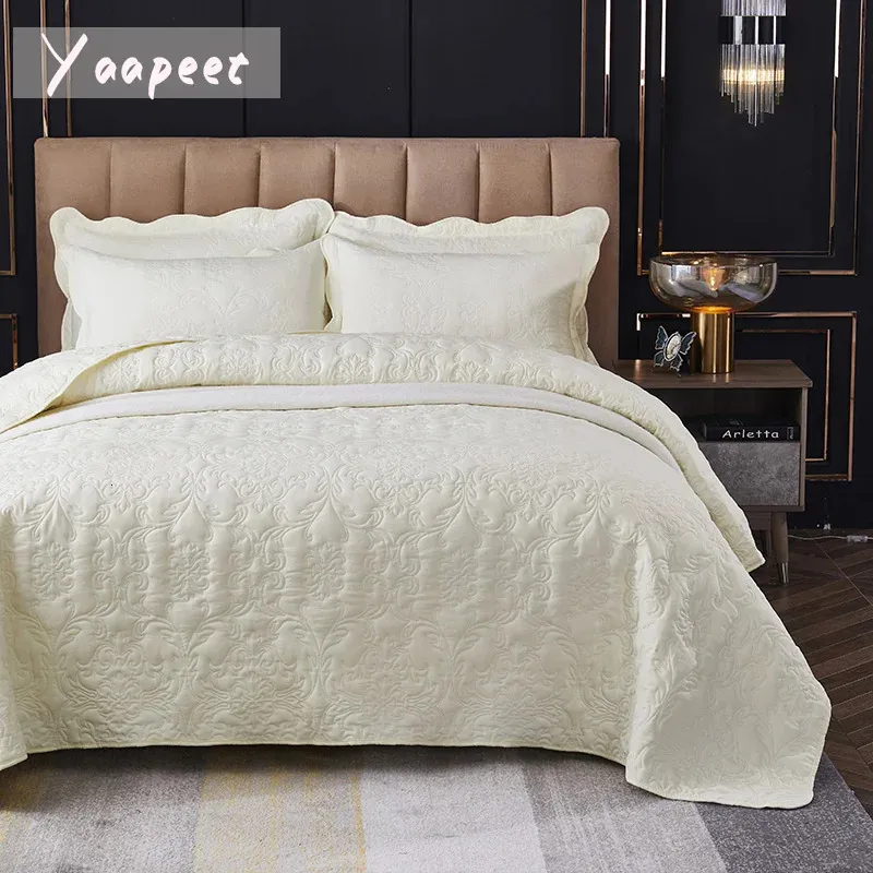 Yaapeet Cotton Quilted Bedspread Queen White Bed Cover Blanket King Size Sheets and Pillowcases el Spreads 240109