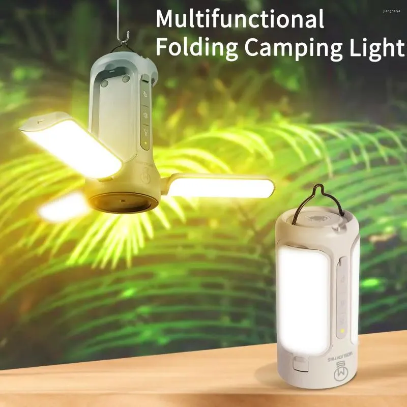 Portabla lyktor Moslighering 9000mAh Foldbar Camping Lantern Rechargeble Lamp Powerbank Outdoor Lighting Emergency Lights