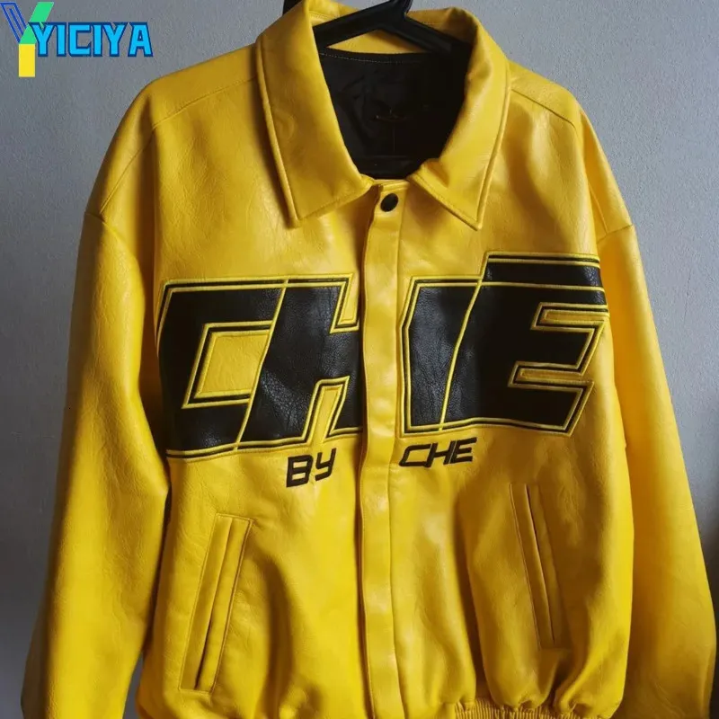 YICIYA veste en cuir jaune Bomber femmes Hiphop Vintage hiver femme manteau à glissière Moto vestes extérieures 2023 manteaux hauts à la mode 240109