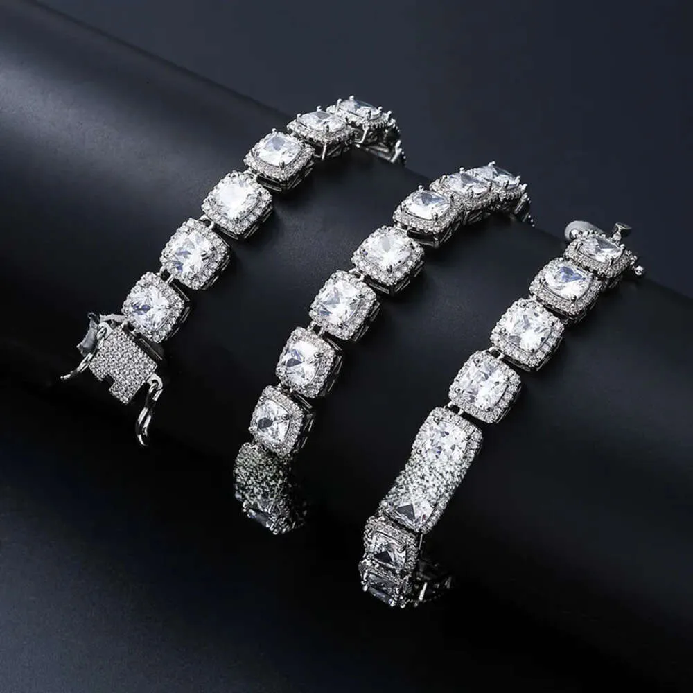 Necklace Moissanite European and American New High-quality Hip Hop Men Iced Out Diamond 10mm Square CZ Diamonds Necklace Hip Hop Bling Chain Eternity