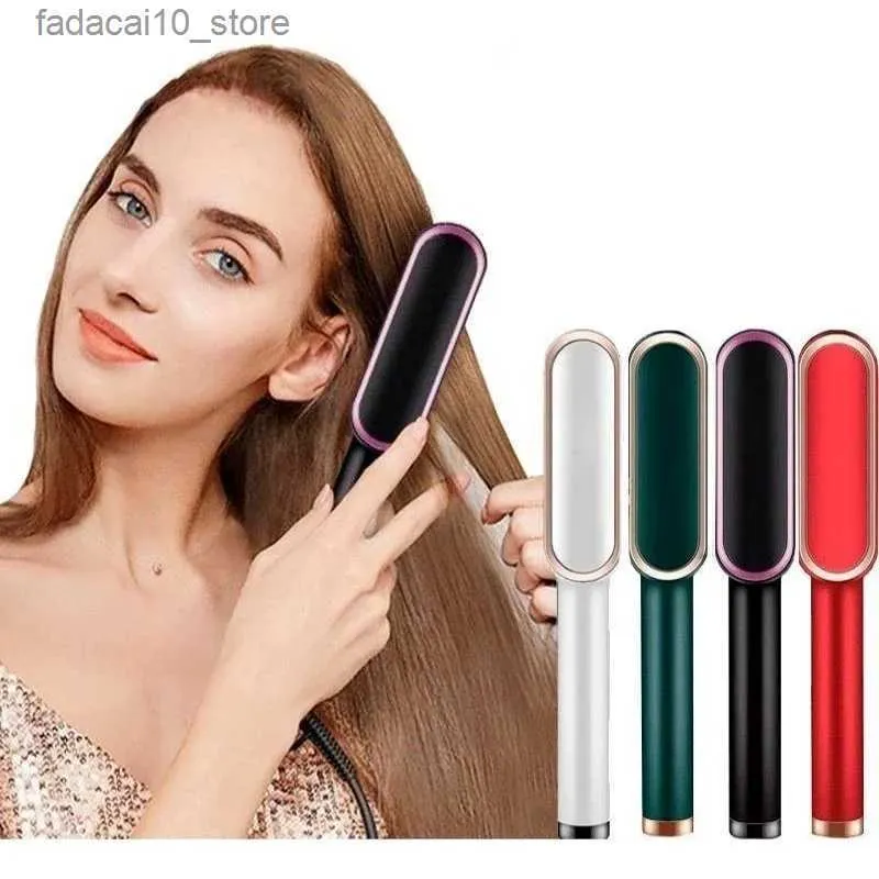 Hair Dryers Hot Sale Mini Hair Straightener Brush Comb Customized Hair Styling Tools Hair Brush Straightener Comb Electric Ceramic Q240109