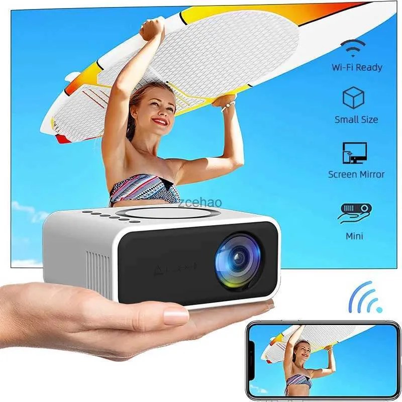 Projectors Salange Mini Projector YT300 LED Smart TV 320*240 Portable Home Theater USB Wire Wifi Wireless Sync Phone Game Beamer 1080P VideL240105