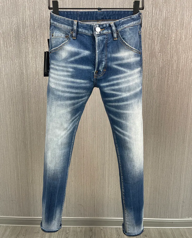 Klassieke mode dsq jeans hiphop rock moto heren casual ontwerp gescheurde jeans verontruste slanke denim DSQ2 COOLGUY JEANS 9907 blauw