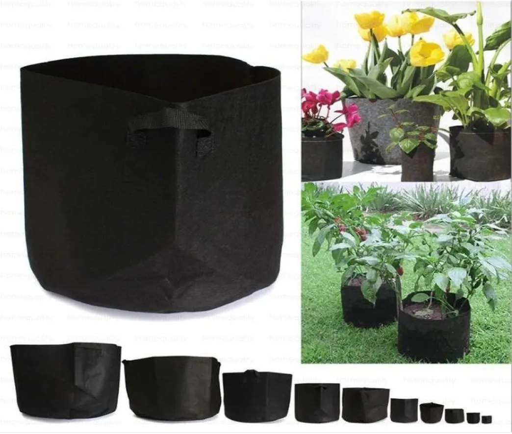 Whole Round Nonwoven Fabric Plant pots Pouch Root Container Grow Bag Aeration Flower Garden Planters6354262