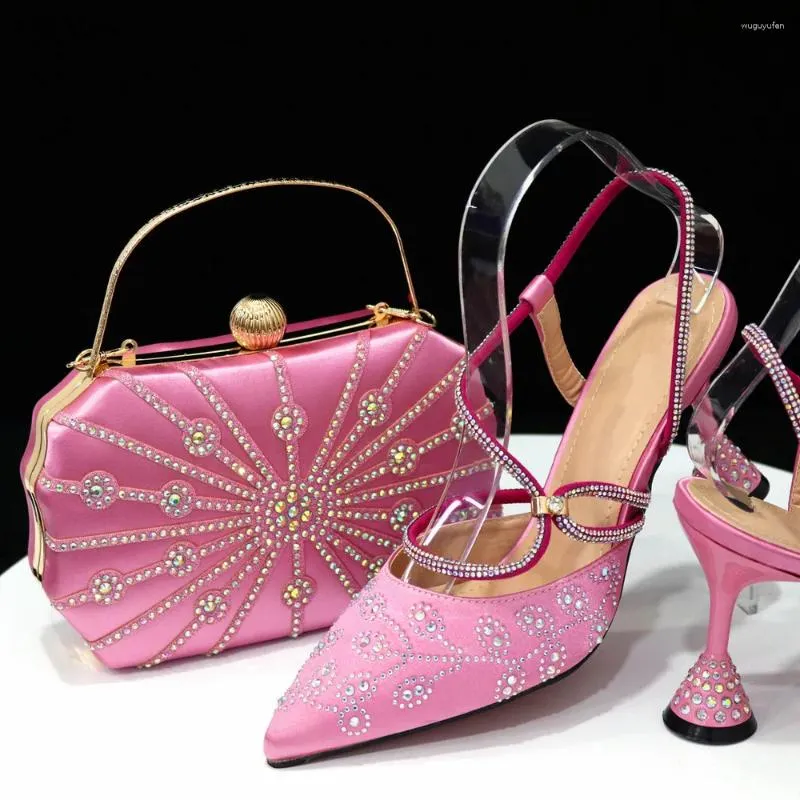 Kleid Schuhe Sommer Nigerian Design Strass Damen und Tasche Set Est Afrikanische Pumps Passend Für Party