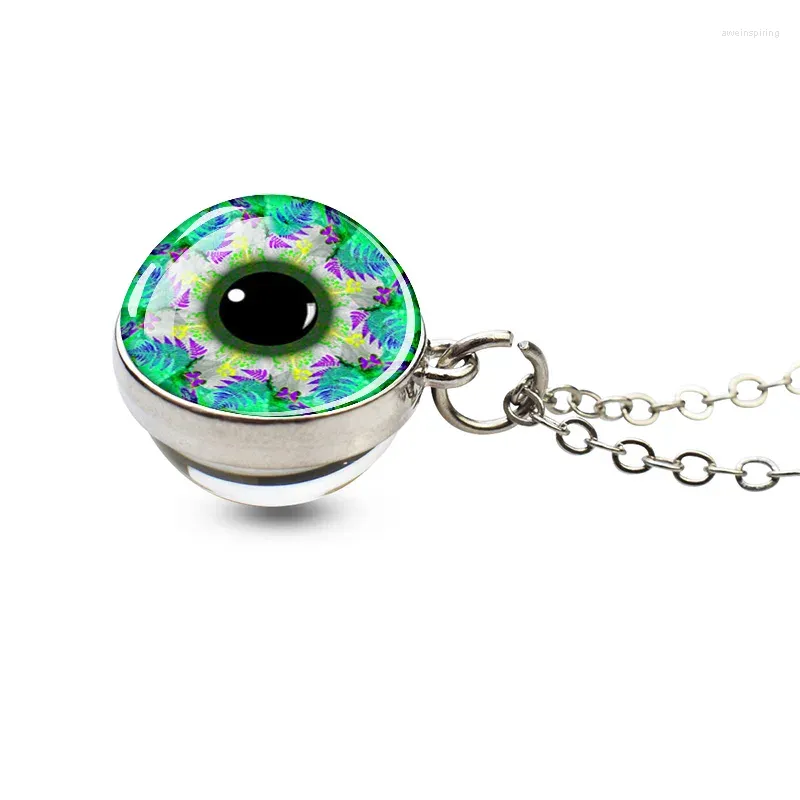 Pendentif Colliers Collier Oeil Sphérique Double Face Verre Matériel Radiant Art Style Ami Rassemblement Cadeau