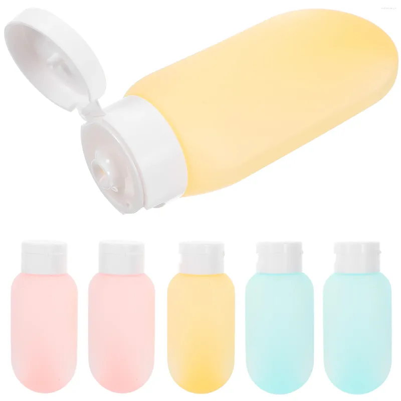 Frascos de armazenamento 6pcs tamanho de viagem loção de shampoo vazio produtos de higiene pessoal recarregáveis com bolsa (60ml)