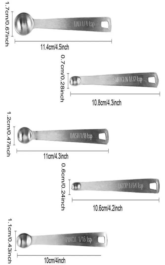 5 Stuks Duurzame Roestvrijstalen Maatlepel Servies Accessoires Saus Thuis Maatlepel Keukenweegschaal Bakgereedschap Mini3898785