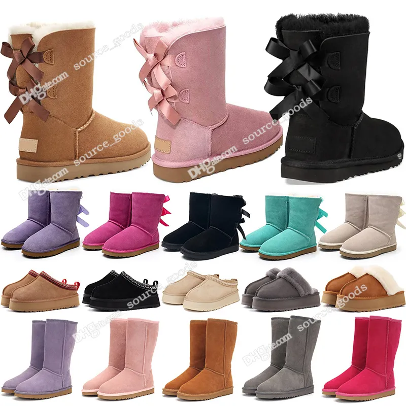 Designer Ugh Boots Australien tofflor Tasman Tazz Womens Platform Winter Booties Classic Snow Boot Ankle Short Bow Mini Päls Black Maroon Pink Warm Boots