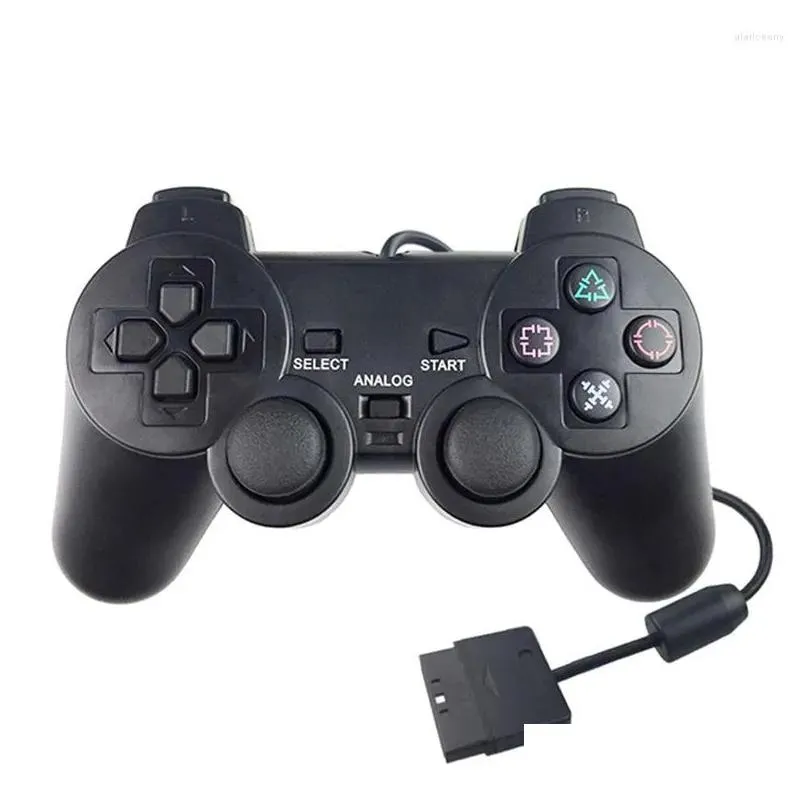 Spelkontroller Joysticks Wired Controller Gamepad Dubbel vibration Clear JoyPad för 2 PS2 GamePADs tillbehörsläppleveransspel ACC OTGLT