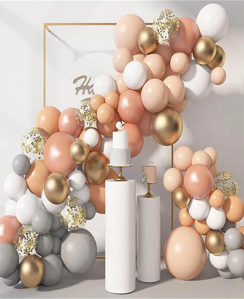 Decorazione per feste Palloncini nuziali Kit arco Oro bianco Palloncini Ghirlanda Coriandoli Globos Compleanno Baby Shower Country Decor4943730