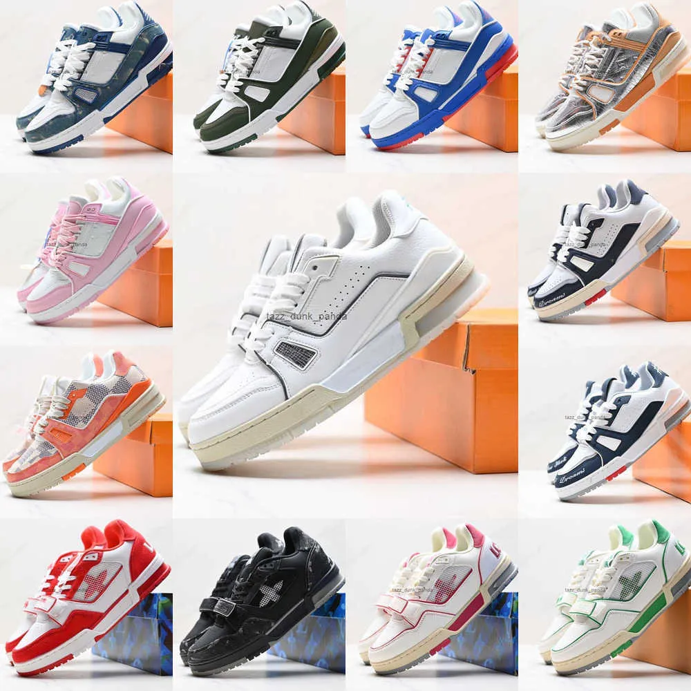 Esigner Virgil Tennis Hommes Chaussures Entraîneur Sneaker Running Louisely Chaussures Calfskin Abloh Cuir Noir Blanc Vert Bleu Plate-forme Sports de plein air Viutonly Vittonly