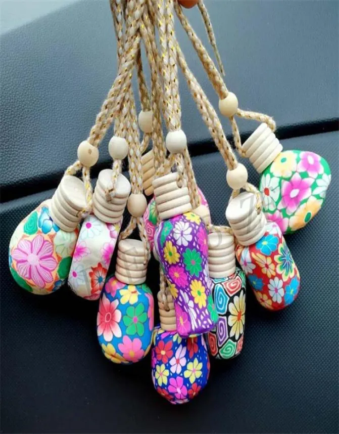 Polymer Clay Car Parfume Bottle Car Hanging Decoration Essential Oils Diffusers Parfym Pendant Flaskor Fragrance Air Fresher orna8041967