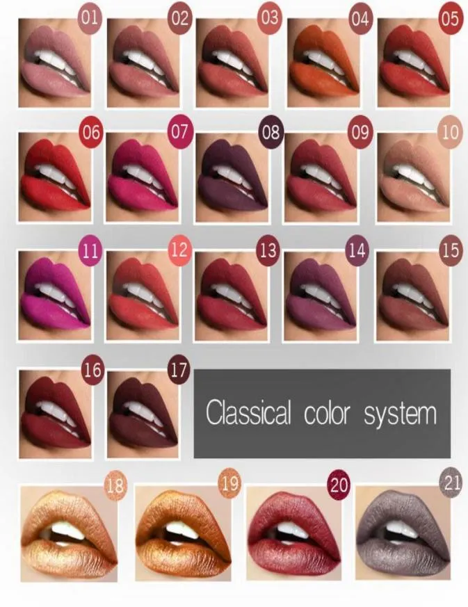 21PCSLOT PUDAIER Waterproof Velvet Liquid Lipstick Sexy Red Lip Tint 21 Colors Make up Long Lasting maquiagem Matte Nude Glossy g9554405