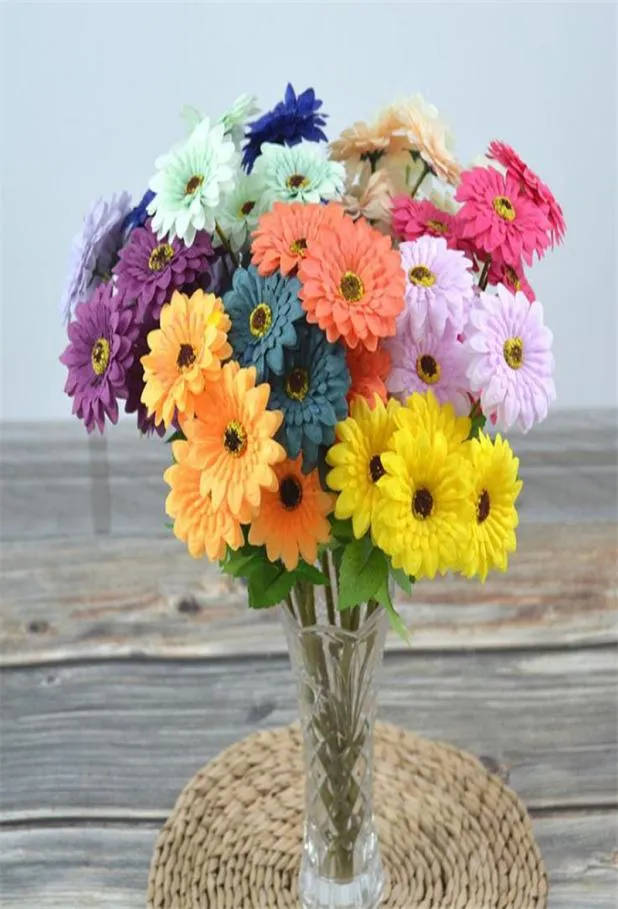 Falso tallo corto Gerbera flor rama simulación primavera Gerbera para boda hogar flores artificiales decorativas 3280594